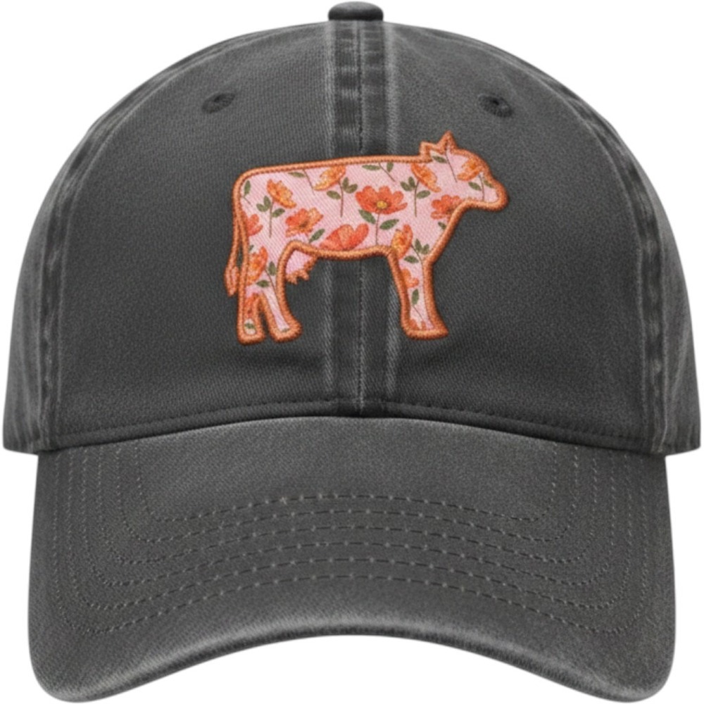 Infinity Her Elude Evolve Floral Cow Baseball Cap Hat‎ Black Ponytail Opening